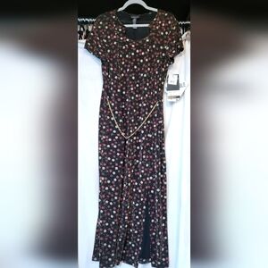 Scarlett Polka Dot Gold Sparkle Maxi Dress Size 14P NWT